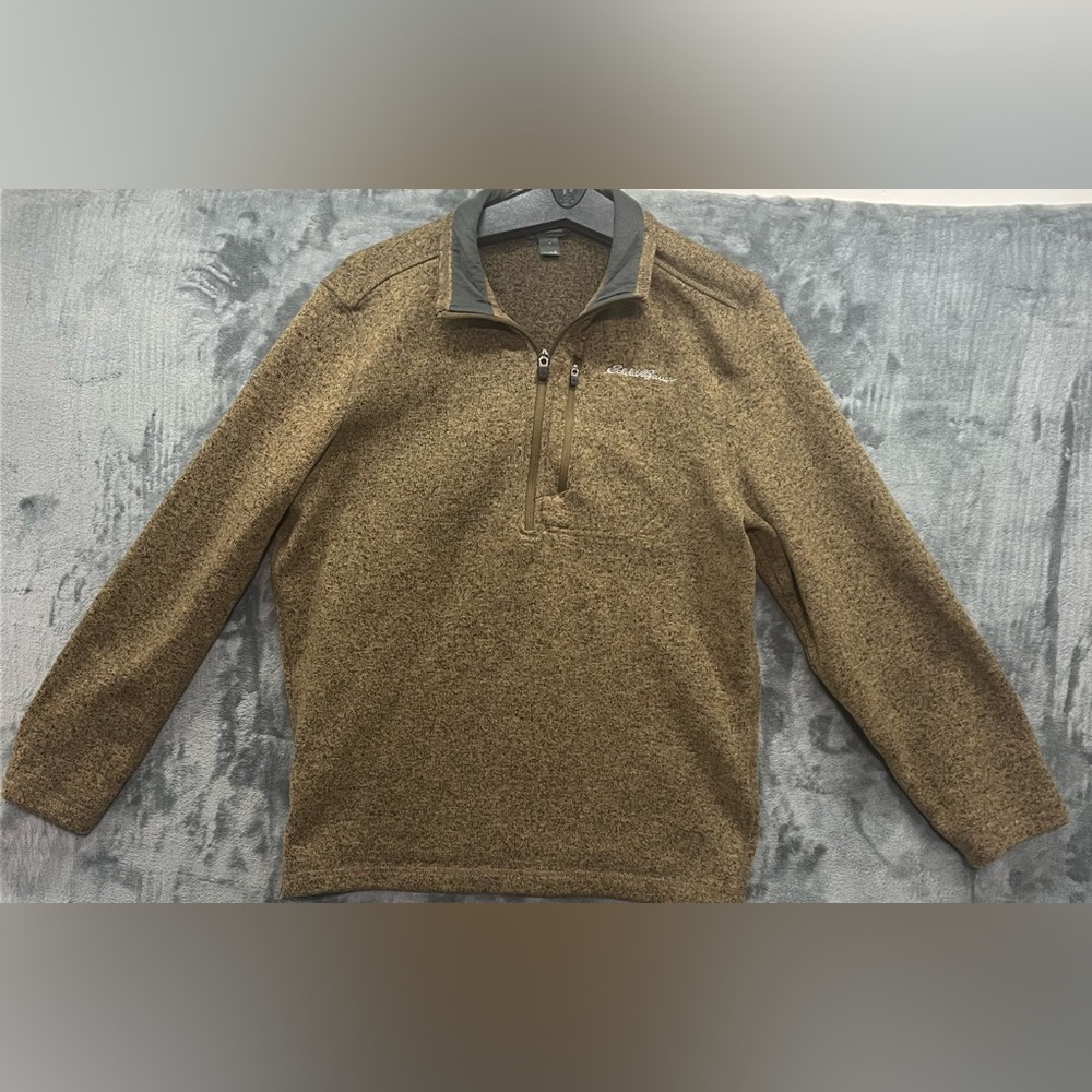 Eddie Bauer Men's Tan Quarter-Zip Fleece
